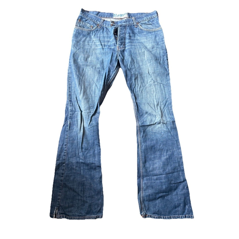 Vintage Blagger Men's Jeans Bootcut Motorcycle Blue Button Fly‎ 34x34